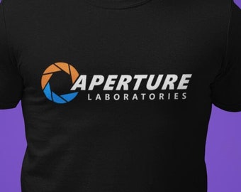 Aperture Laboratories T-Shirt, GLADOS Aperture Labs Logo Tee, Video Game inspired Gamer Geek Apparel, Aperture Science, Black Mesa