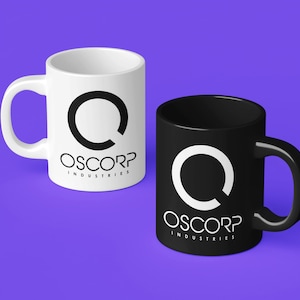 Oscorp Industries Mug, Oscorp Industries Logo Mug, Movie Mug, Ceramic Coffee Cup, Fictional Corporation, Fictional Arms Manufacturer, Stark