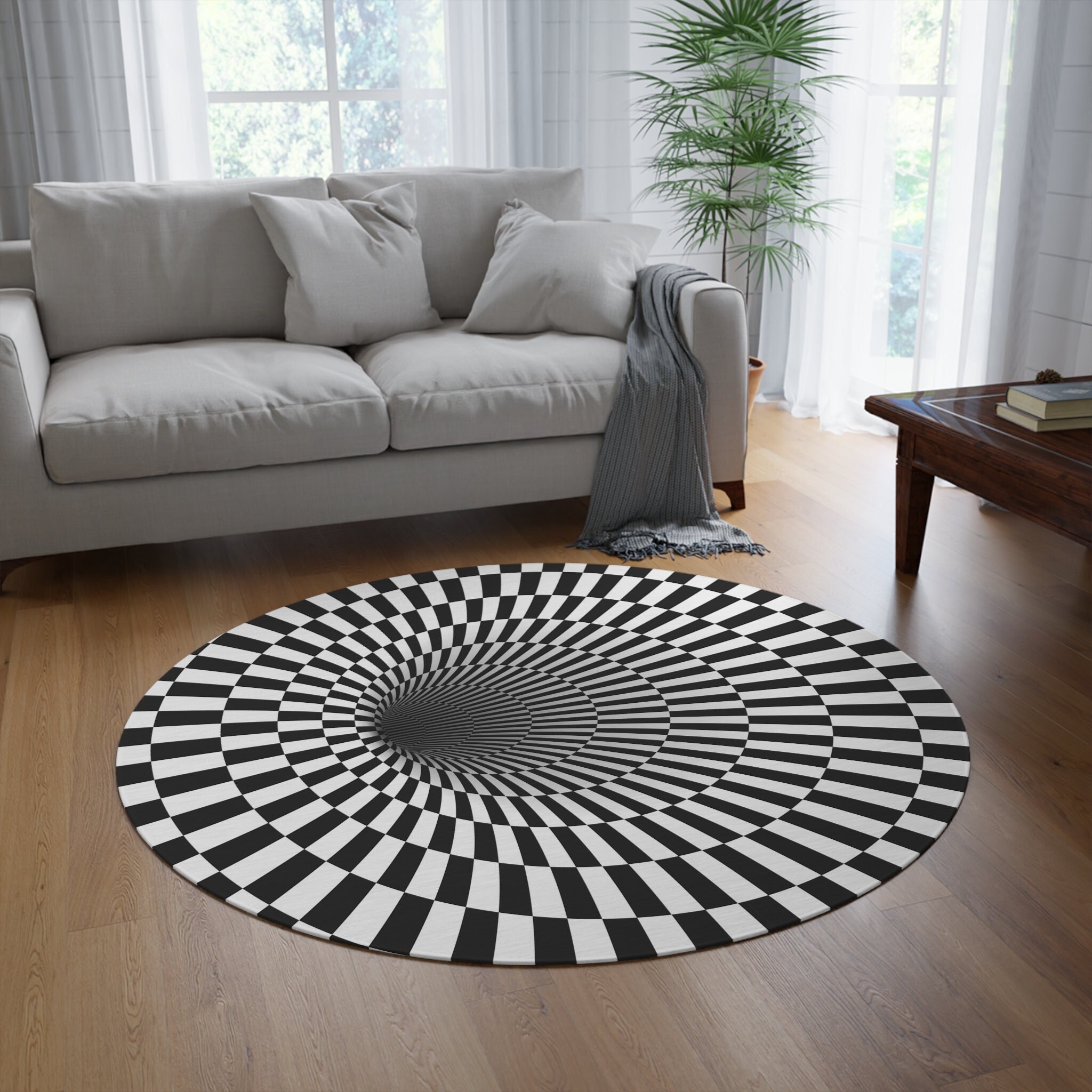 Optical Illusion Rug, Round 60