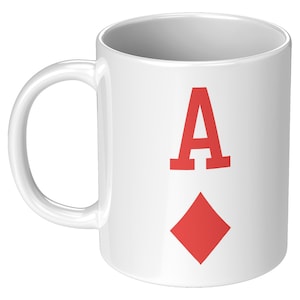 Taza de as de diamantes / Taza de café negra o blanca de 11 oz o 15 oz / Taza de póquer / Regalo para jugadores de cartas / Regalo para jugadores / Juegos de cartas