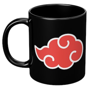 Akatsuki Mug, Red Cloud Symbol Coffee Cup, Rogue Ninja Anime Mug, Black Ceramic Anime Gift, 11oz 15oz, Shinobi Ninja Manga Mug