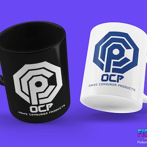 OCP Mug, Omni Consumer Products Logo Mug, Movie Mug, Film Ceramic Coffee Cup, Fictional Corporation Mug, Fictional Company Mug, Fake Brands