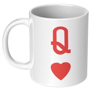 Caneca Rainha de Copas, 11oz 15oz Copo de Café Preto ou Branco, Caneca de Pôquer, Presente para Jogadores, Presente para Jogador de Cartas, Presente da Rainha, Caneca de Cartas, Jogo de Azar