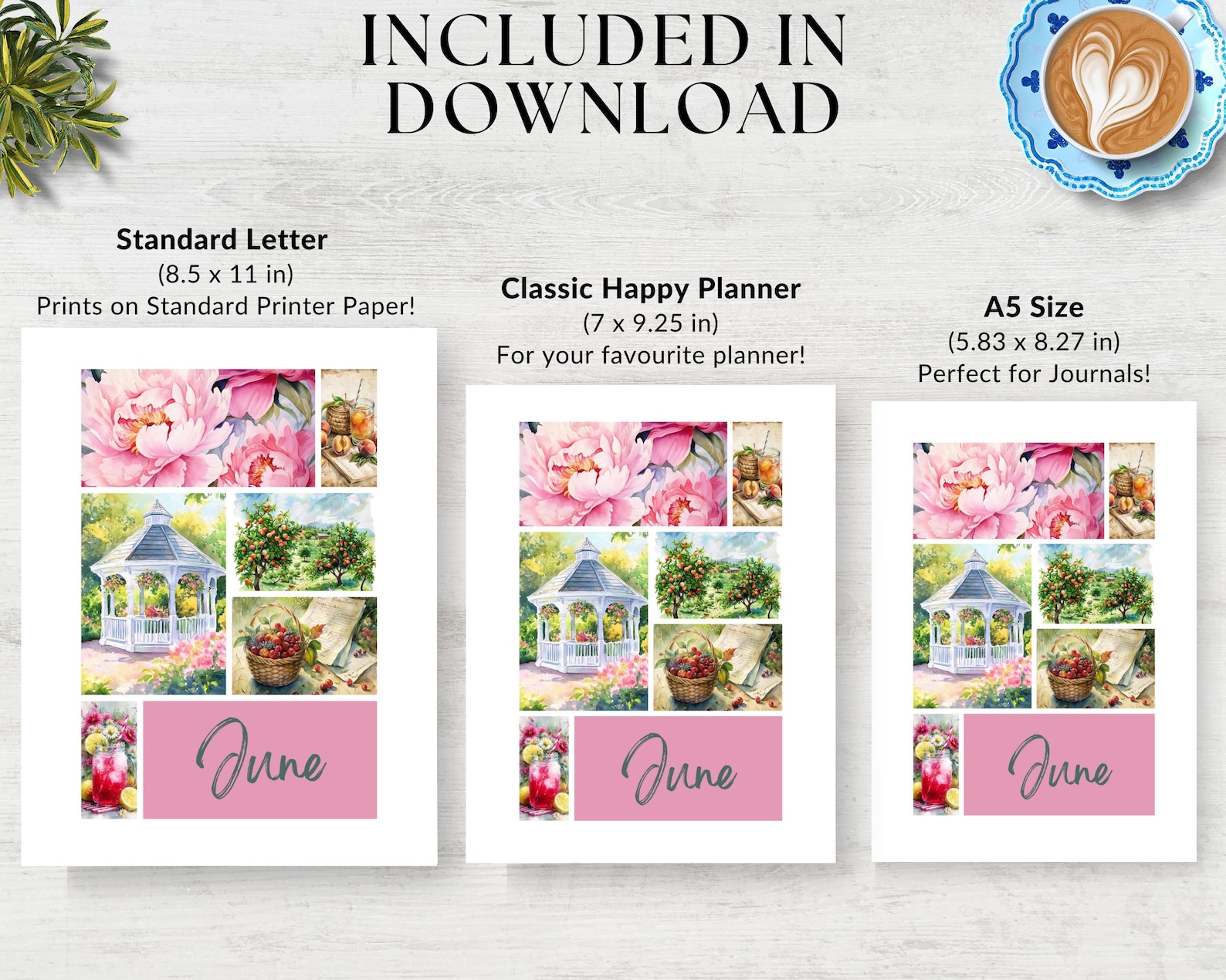 Seasonal Collage Dashboards Printable for Planner Cozy Watercolor ...