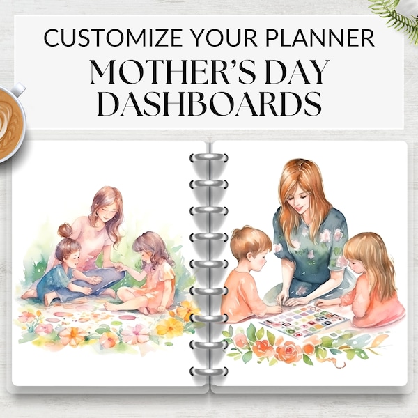 Watercolor Mothers Day Printable Planner Dashboards, Journal Dividers, Monthly Cover Pages, Instant Download A5 Planner PDF, Monthly Spread