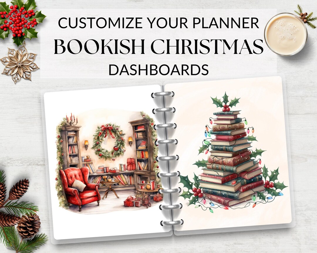 Bookish Christmas Planner Dashboards, Printable for Planner, Monthly ...