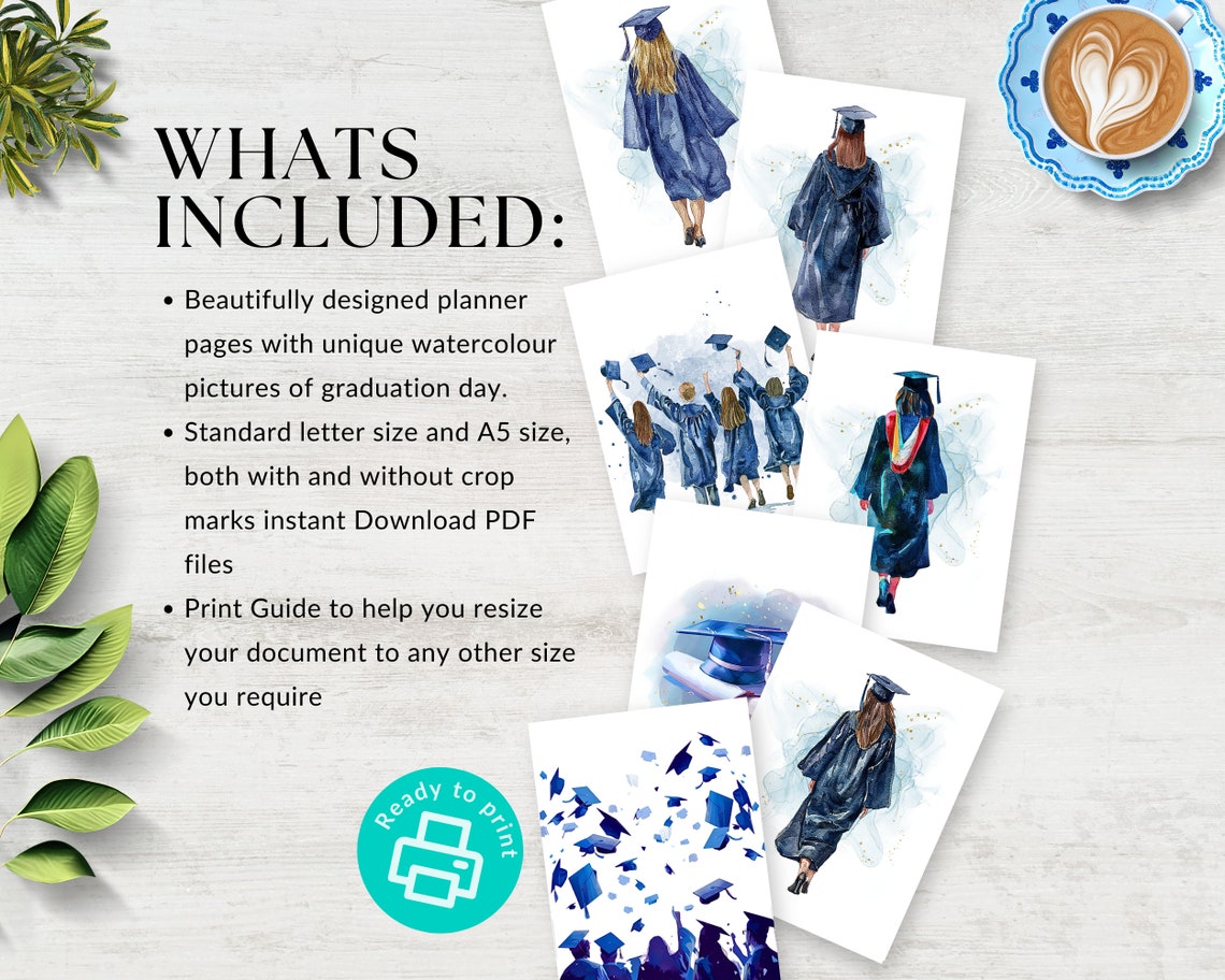 Blue Graduation Day Printable Dashboard, Graduation Gown, Graduation ...