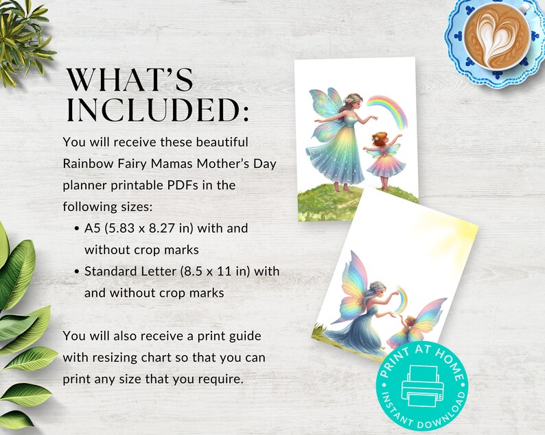Rainbow Fairy Mothers Day Printable Planner Dashboard, Journal Spread ...