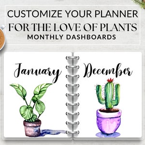 Monthly Dashboards Printable for The Love of Plants, Monthly Dividers, Monthly Covers, Cover Page Inserts, Instant Download, A5 Planner Page