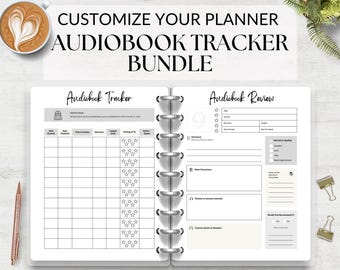 Audiobook Tracker Bundle Printable | Reading Journal Pages | A5, Disc-Bound & Letter | Audiobook Review, Wrap-Up, Listening Reflection