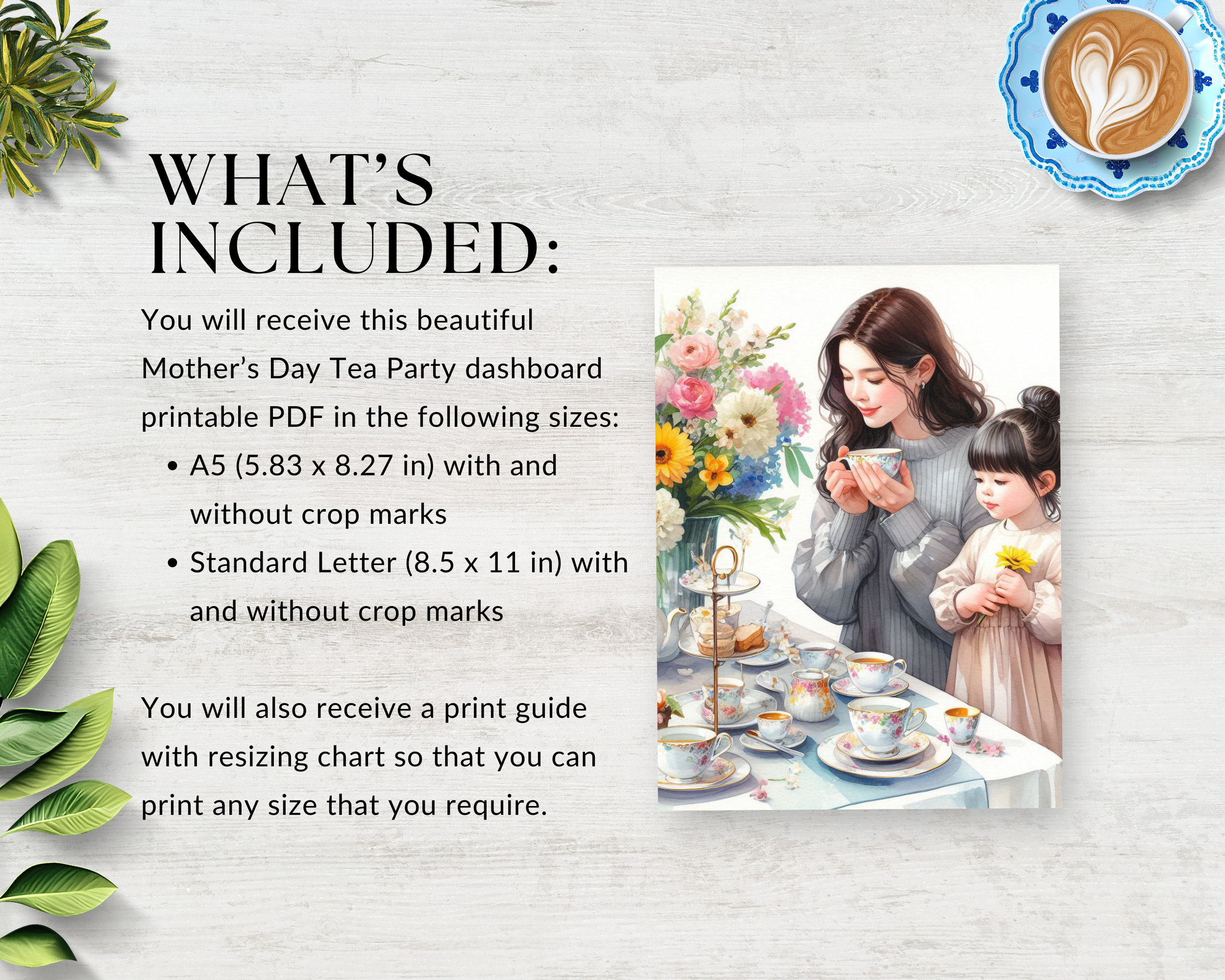Mothers Day Tea Party Printable Planner Dashboards, Journal Dividers ...
