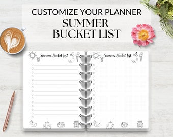 Summer Bucket List Planner Spread, Digital Download PDF, A5 Planner Page, Goal Tracker, Printable Tracker, Spring Checklist, Dreams List