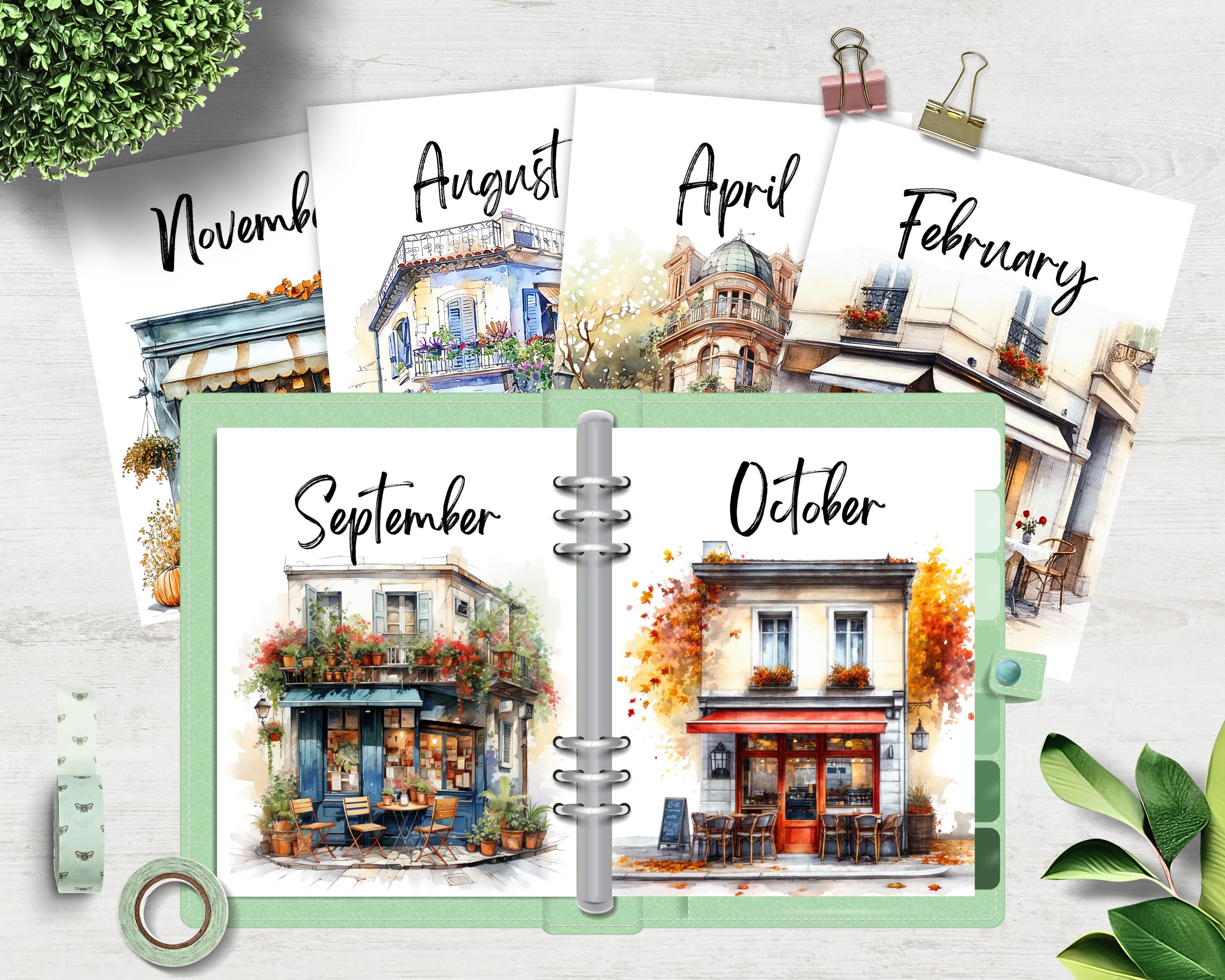 Cozy Cafe Dashboards Printable for Planner, Cozy Watercolor, Monthly ...