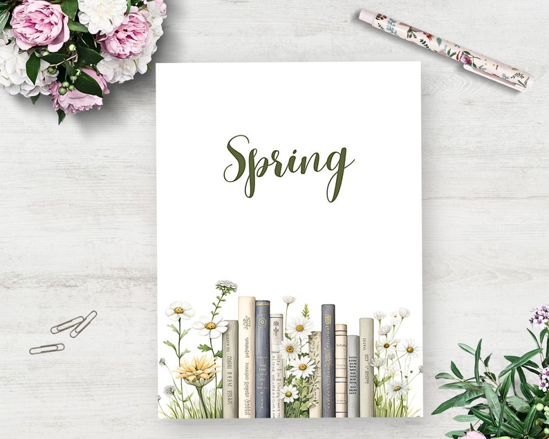 Bookish Spring Monthly Printable Planner Dashboards, Journal Dividers ...