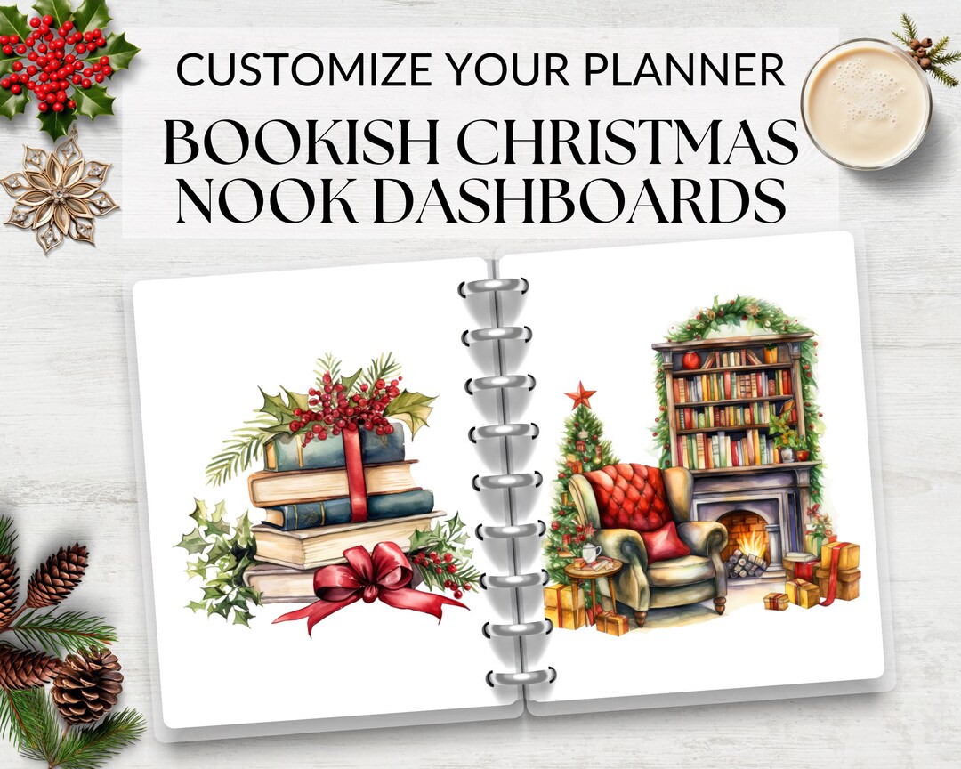 Bookish Christmas Nook Printable Planner Dashboards, Monthly Dividers ...