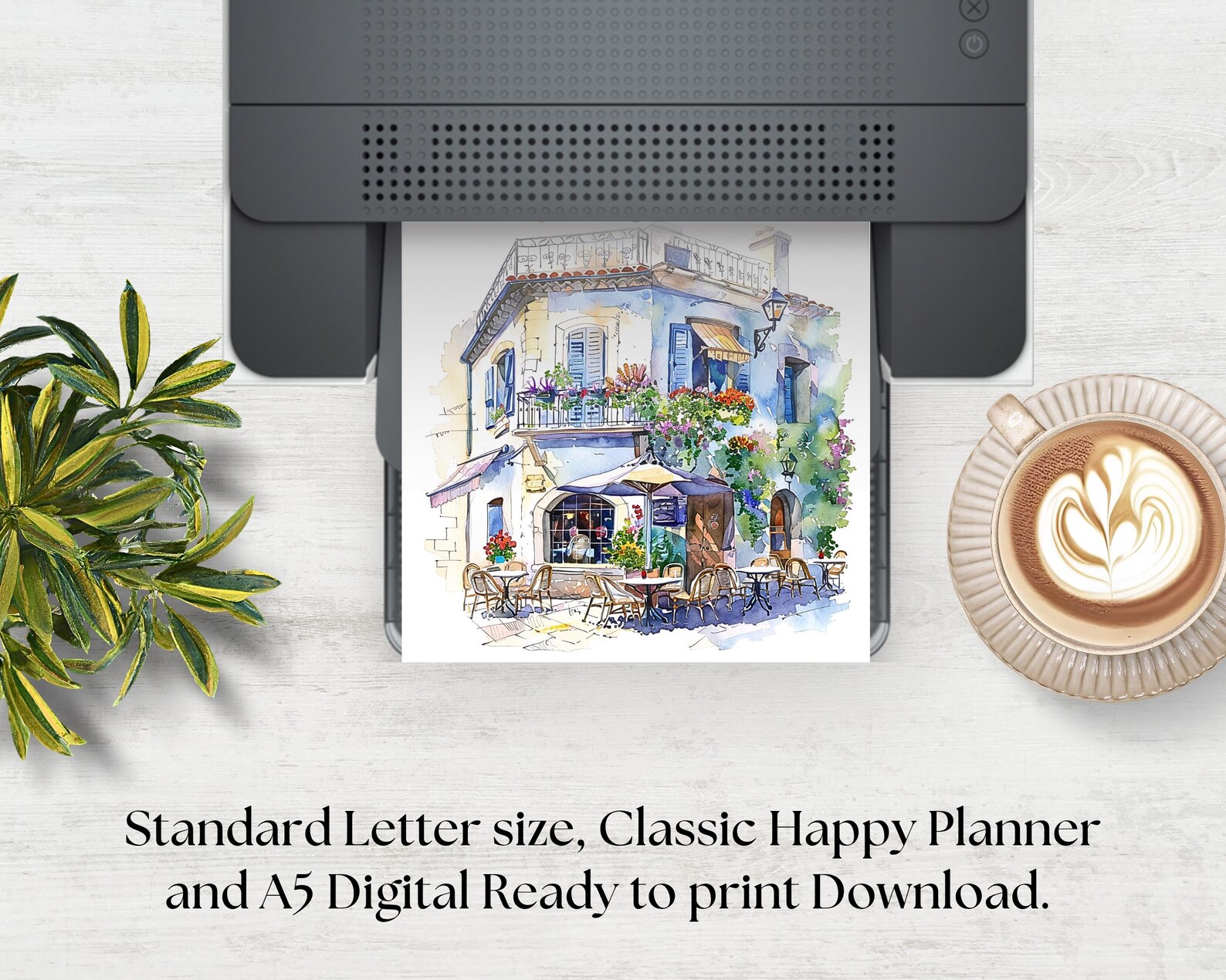 Cozy Cafe Dashboards Printable for Planner, Cozy Watercolor, Monthly ...