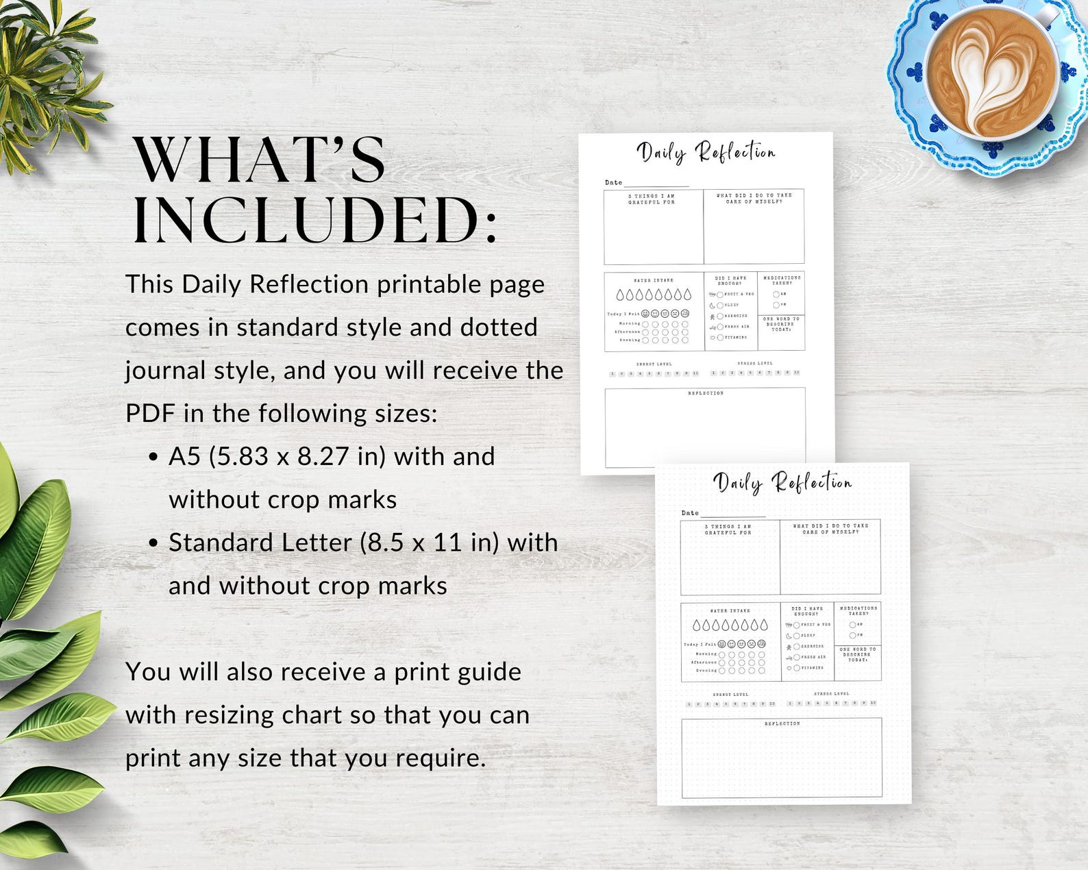 Printable Daily Reflection Journal Page, Gratitude Journal, Planner ...