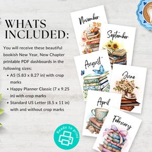 New Year, New Chapter Bookish Monthly Dashboards, Printable for Planner ...