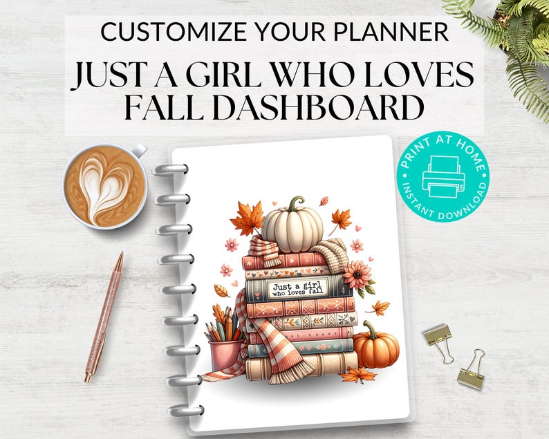 Fall Bookish Dashboard Planner Printable, Journal Dividers for Fall ...