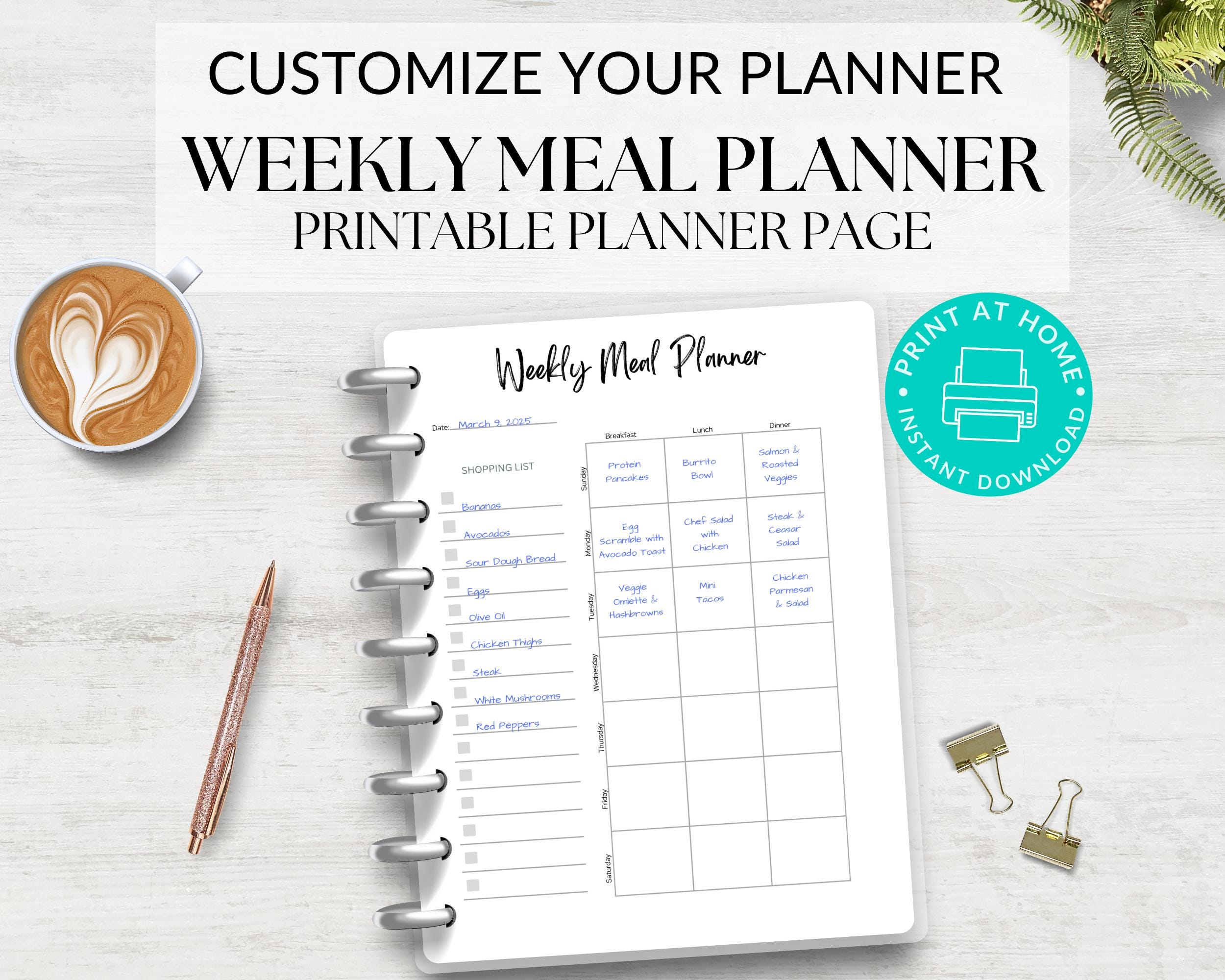 Weekly Meal Planner Printable: Minimalist Food Journal (digital Download) - Etsy