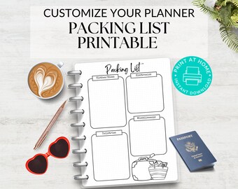 Packing List, A5 Journal Page, Printable Tracker, Travel List, Travel Tracker, Travel Travel Planner, Travel Checklist Travel Journal PDF