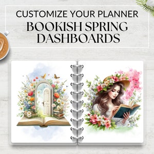 Bookish Spring Monthly Planner Dashboards, Printable for Journal, Monthly Dividers, Monthly Covers, Cover Page Inserts, A5 Instant Download