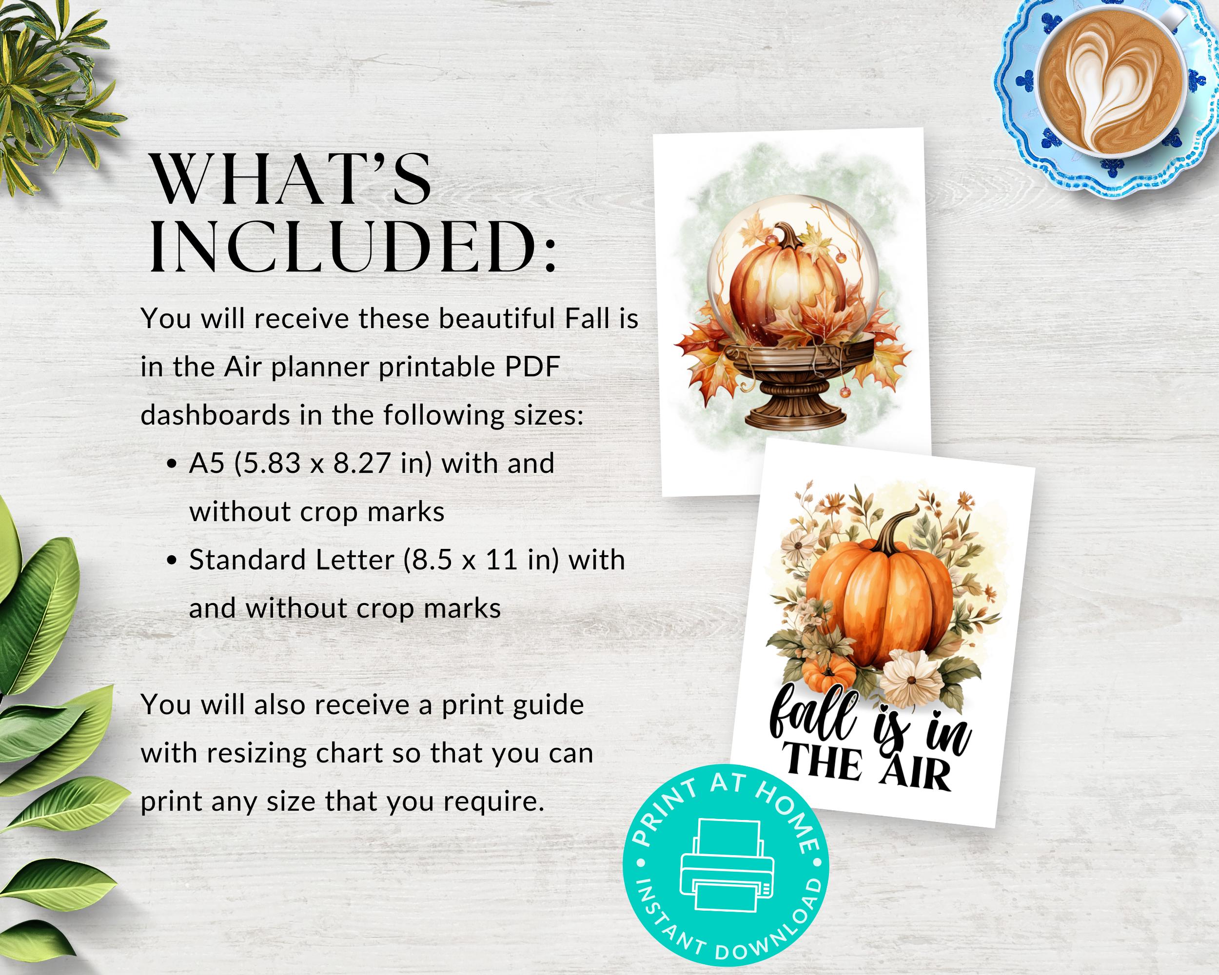 Fall is in the Air Planner Dashboard, Bookish Journal Dividers for Fall ...