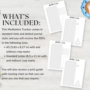 Meditation Tracker Printable, A5 & Letter Journal Page, Simple Mindfulness Chart, Health Tracker, Daily Meditation Log, Meditating Journal