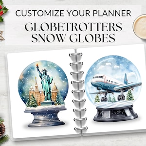 Planner Dashboards Globetrotter Snow Globes, Printable for Planner, Monthly Dividers, Monthly Covers, A5 Instant Download, Cover Page Insert