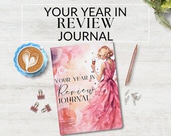 Year in Review Journal | New Year Journal, Yearly Reflection Workbook, End of Year Review, Self-Reflection, Yearly Gratitude, BuJo Prompts