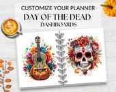 Dia de los Muertos Printable Planner Dashboard, A5 Cover, Journal Dividers, Fall Aesthetic, Printable Cover PDF, Sugar Skull, Monthly Spread