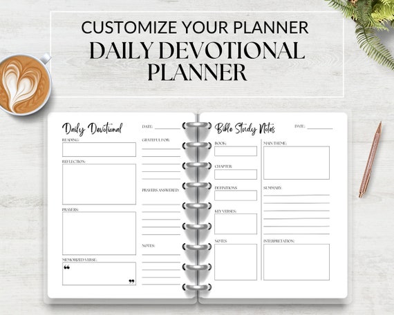 Daily Devotional Planner Printable Instant Download Planner Pages, Bible Study Notes, Daily Devotional Journal, Daily Prayer Tracker PDF