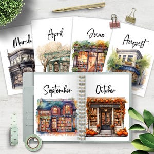 Bookish Monthly Dashboards Printable for Planner Cozy Bookstore ...