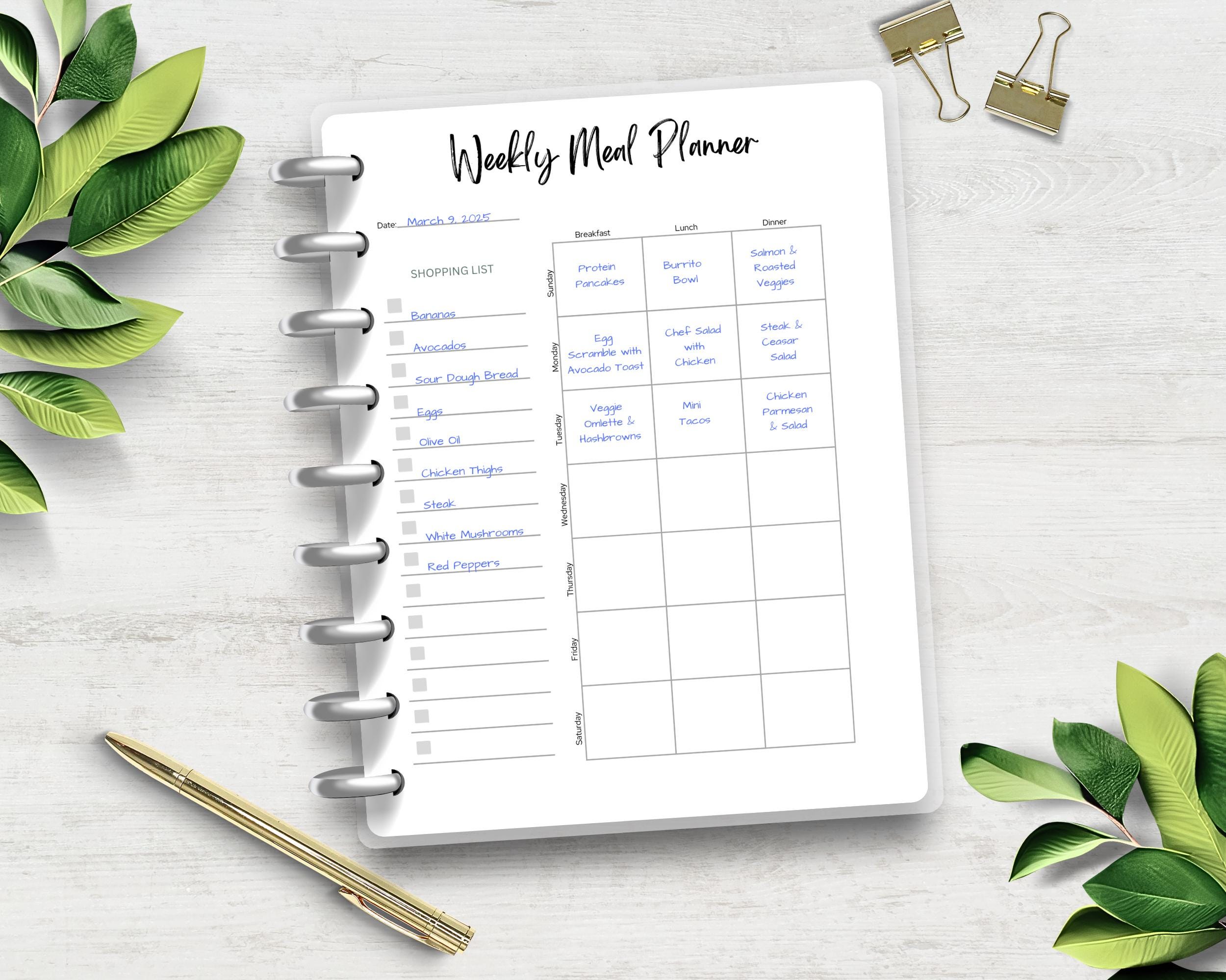Weekly Meal Planner Printable: Minimalist Food Journal (digital Download) - Etsy
