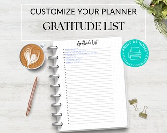 Gratitude List Printable, Gratitude Journal, Mental Health Journal, A5 Journal Page, Printable Monthly Tracker, Daily Tracker, Daily Planner