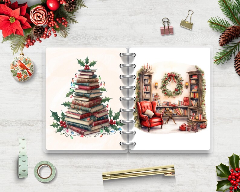 Bookish Christmas Planner Dashboards, Printable for Planner, Monthly ...