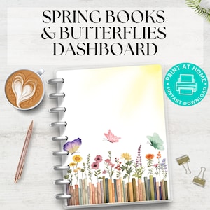 Books & Butterflies Spring Planner Dashboards, A5 Planner, Printable Dashboards, Monthly Planner Covers, Journal Dividers, Instant Download