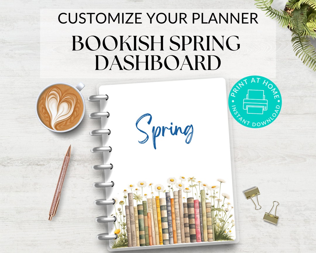Spring Bookish Monthly Printable Planner Dashboards, Journal Dividers ...