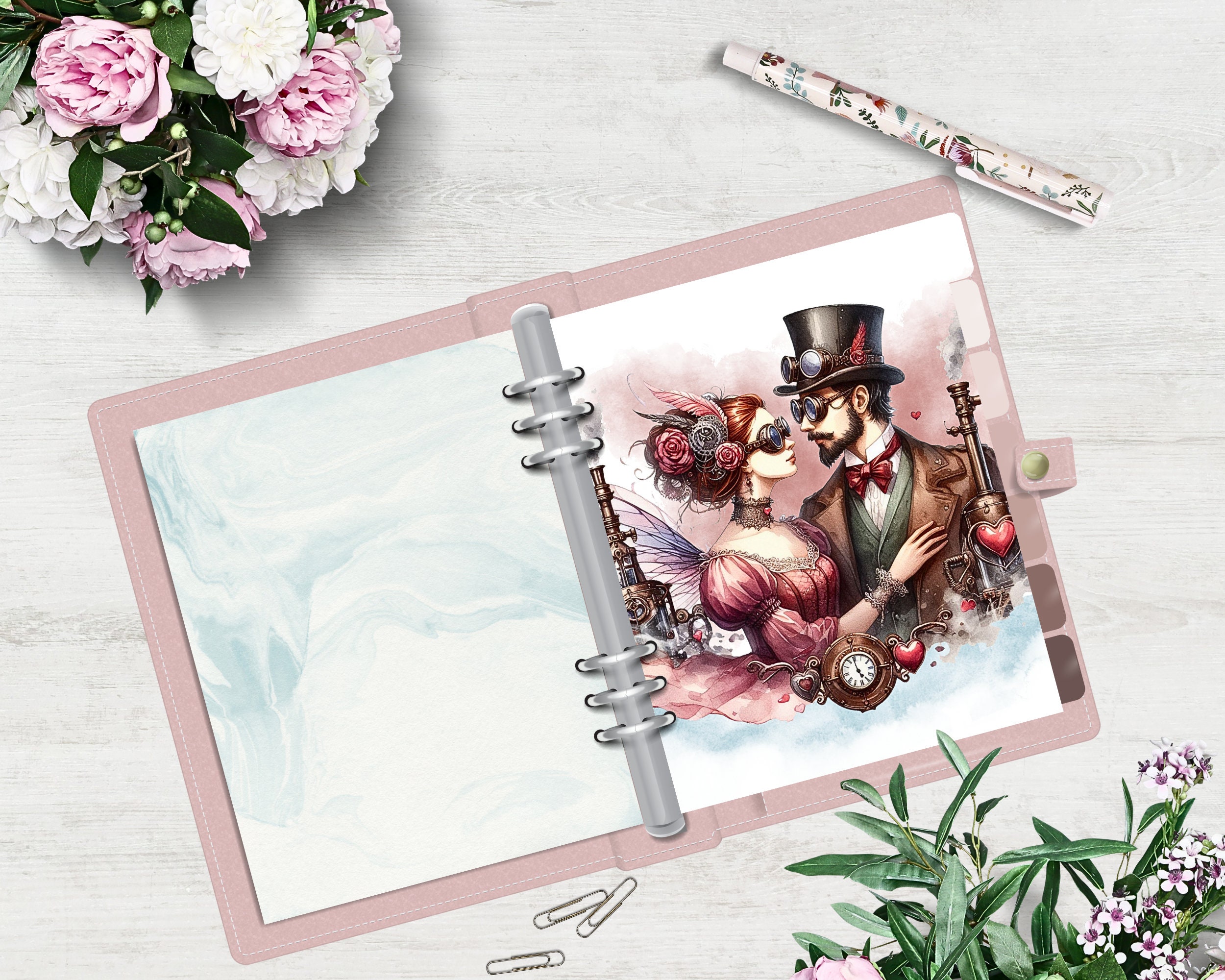 Steampunk Valentine Monthly Dashboards, Printable for Planner, Monthly ...