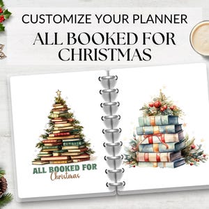Bookish Monthly Dashboard Printable for Planner, Christmas Dashboard, Printable Christmas Cover, Festive Planner Insert, A5 Planner Cover