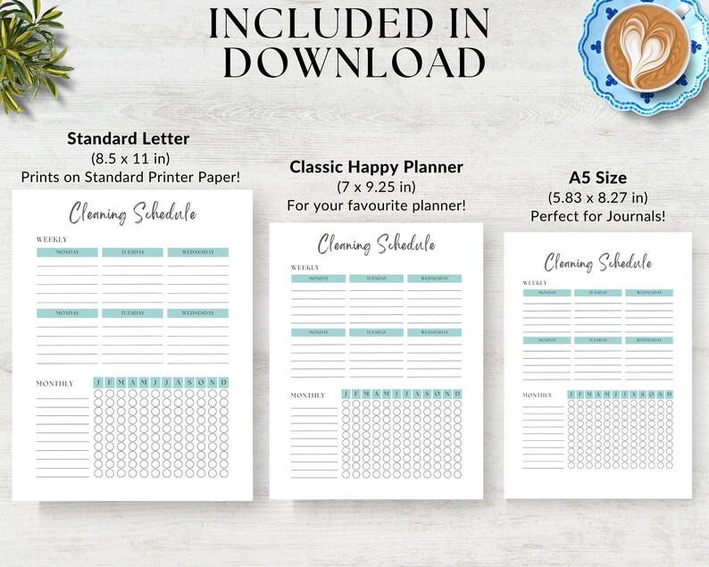 Cleaning Schedule Bundle for Printable Planner, A5 Planner Pages ...