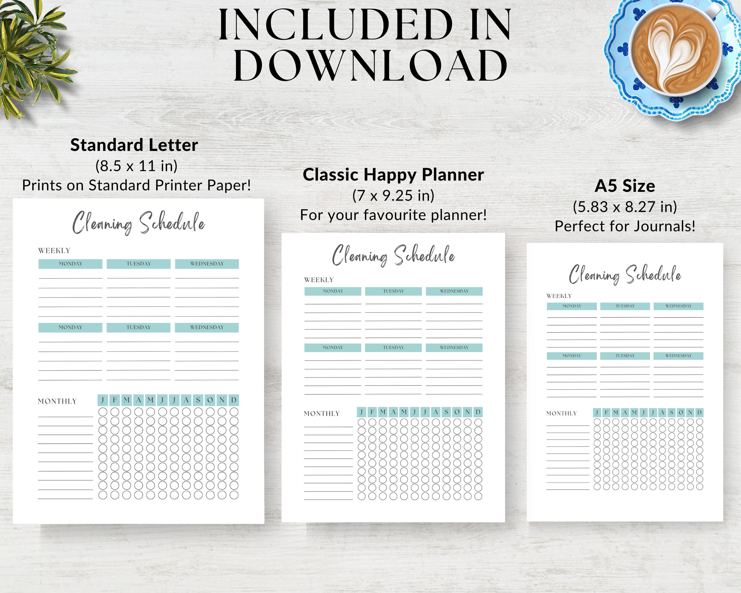 Cleaning Schedule Bundle for Printable Planner, A5 Planner Pages ...