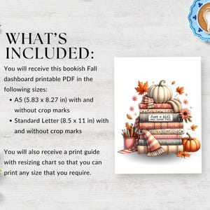 Fall Bookish Dashboard Planner Printable, Journal Dividers for Fall ...