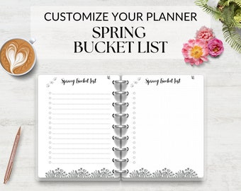 Spring Bucket List Planner Spread, Digital Download PDF, A5 Planner Page, Goal Tracker, Printable Tracker, Spring Checklist, Dreams List