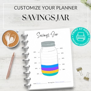 Savings Jar Tracker Printable, A5 Journal Page, Savings Tracker, Savings Goal, Money Budgeting Tracker, Budget Goal, Savings Challenge Game