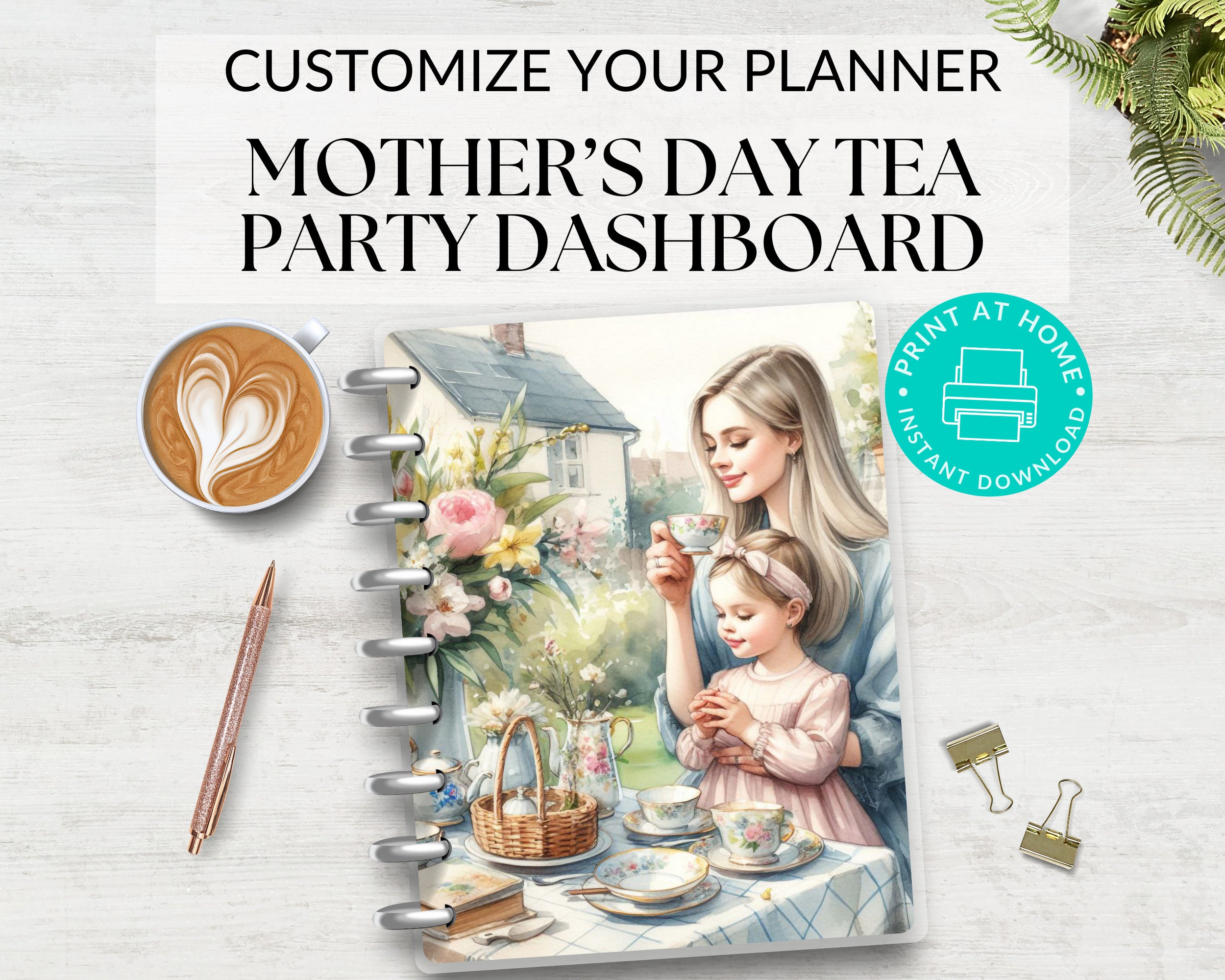 Mothers Day Tea Party Printable Planner Dashboards, Journal Dividers ...