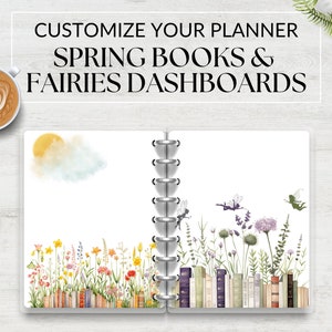 Spring Books & Fairies Monthly Printable Dashboards, Journal Dividers, Monthly Planner Covers, Cover Page Inserts, A5 Planner Pages Download