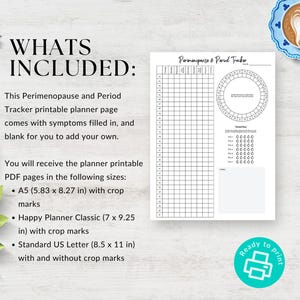 Perimenopause Symptom Tracker, Printable Symptom Tracker Journal, Period Tracker, Chart your Cycle, Mood & Symptoms Tracker, A5 Planner Pages, Menopause Symptom Tracker, A5 Journal Page, Happy Planner Inserts, Classic Happy Planner, Health Tracker, Wellness Tracker, Symptom Tracker, Shark Week Tracker, Perimenopause Tracker