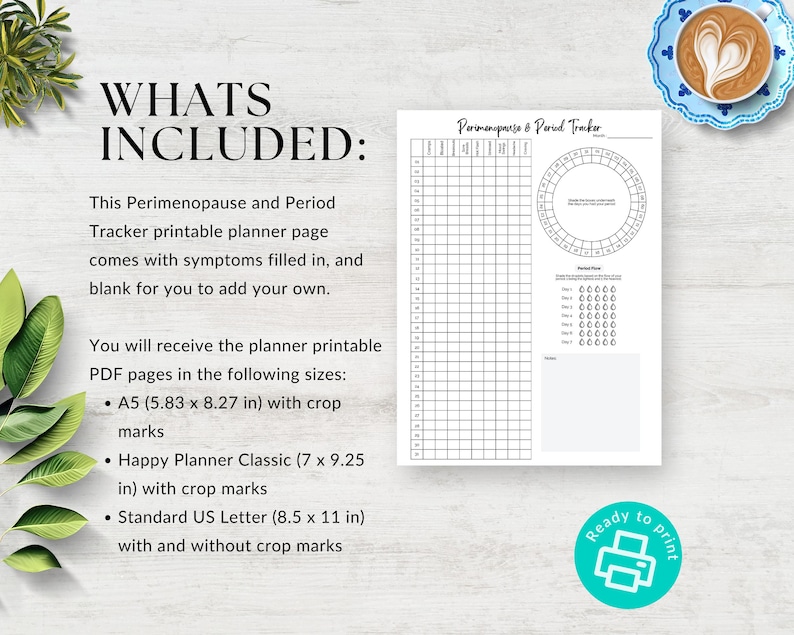 Perimenopause Symptom Tracker, Printable Symptom Tracker Journal, Period Tracker, Chart your Cycle, Mood & Symptoms Tracker, A5 Planner Pages, Menopause Symptom Tracker, A5 Journal Page, Happy Planner Inserts, Classic Happy Planner, Health Tracker, Wellness Tracker, Symptom Tracker, Shark Week Tracker, Perimenopause Tracker