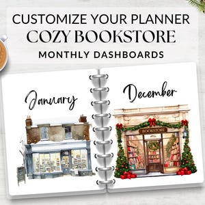 Bookish Monthly Dashboards Printable for Planner Cozy Bookstore ...
